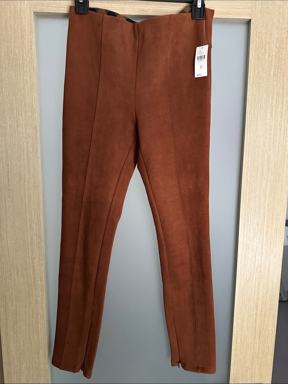 Anthropologie faux suede side ankle zipper Slim Pants in Cedar